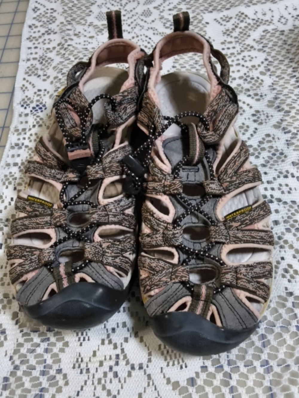 P4.   Keen Women's Pink and Brown Strappy Closed-Toe Sandals